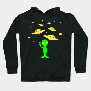 peace bro funny alien with UFO Hoodie